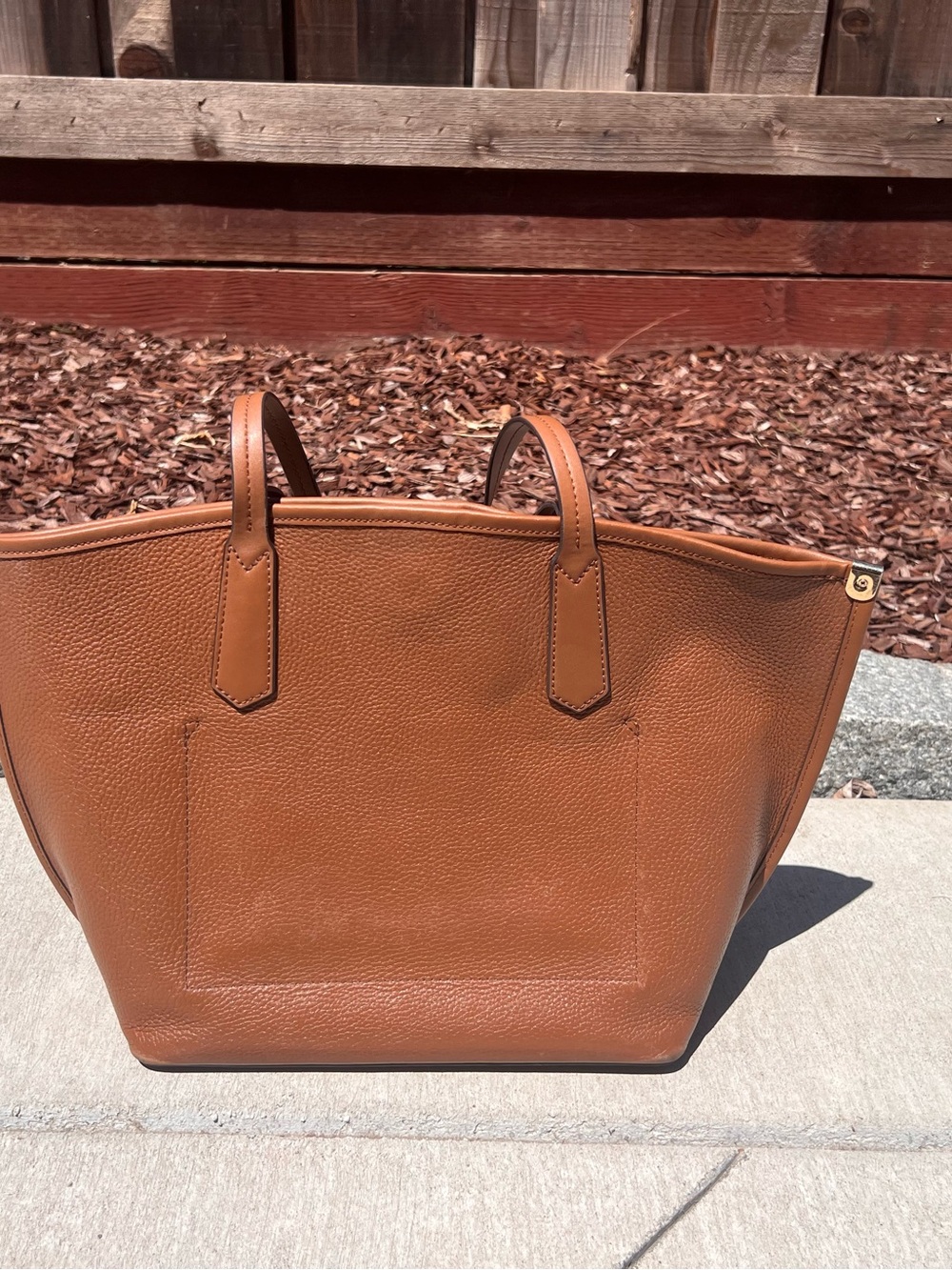 Michael Kors Pebbled Leather Large Tote Bag Cognac Luggage Brown shoulder shoppe - Picture 5 of 7